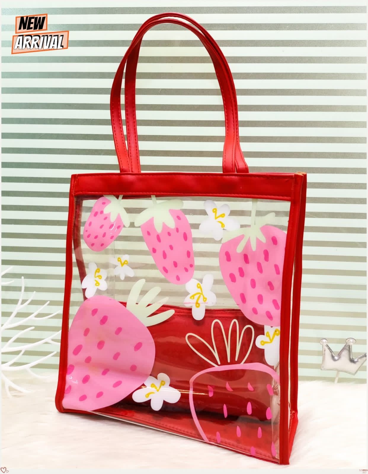 New Strawberry Transparent Large Size Tote Bags, Clear Shoulder Handbags For Ladies, Waterproof Transparent Handbag New Strawberry Transparent Large Size Tote Bags, Clear Shoulder Handbags For Ladies, Waterproof Transparent Handbag